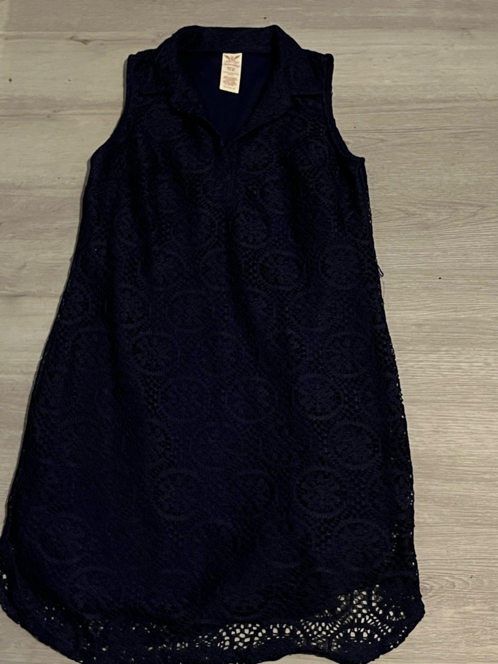 Faded Glory Navy Blue Sleeveless Crochet Shift Dress